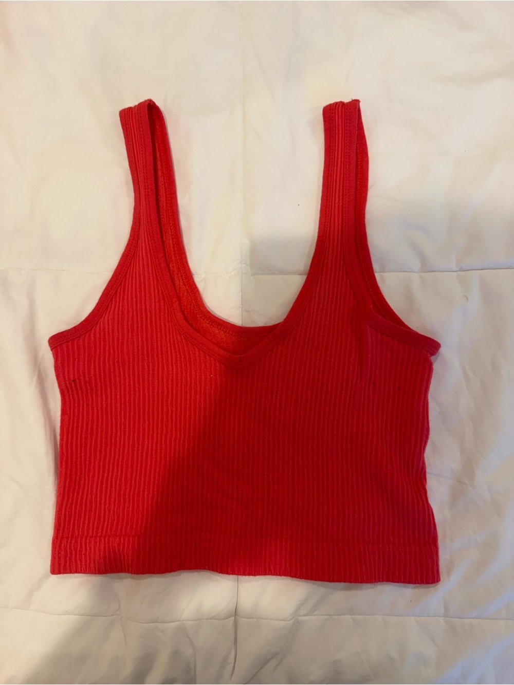 Ribbed Coral Crop Tank Top